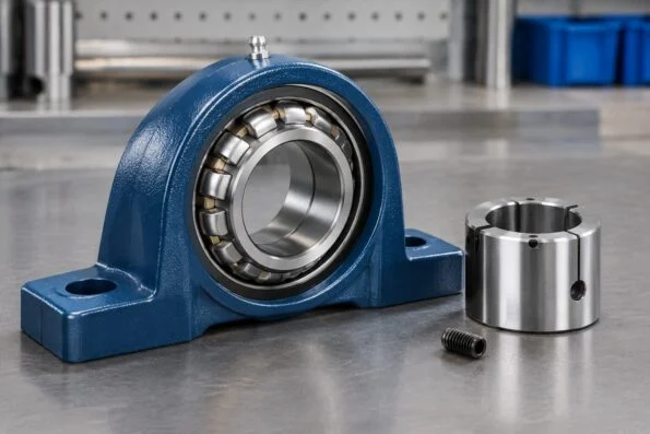Cast iron bearing housing with a spherical roller bearing and adapter sleeve ready for mounting